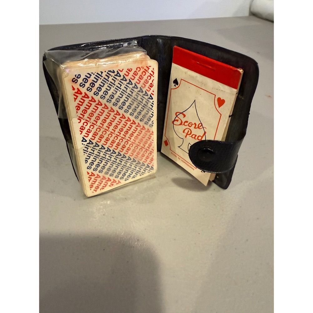 American Airlines Playing Cards Set Black Good Vintage Americana Travel Case